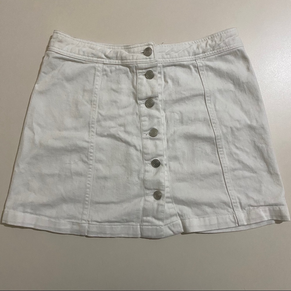 White denim mini skirt